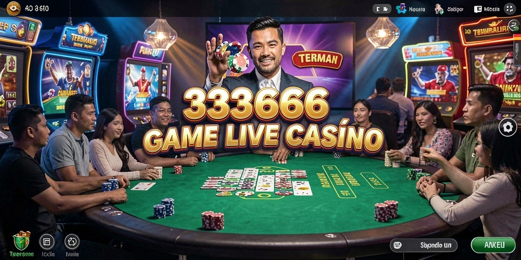 Screenshot 333666 menampilkan dealer langsung dan interaksi sosial di Live Casino.