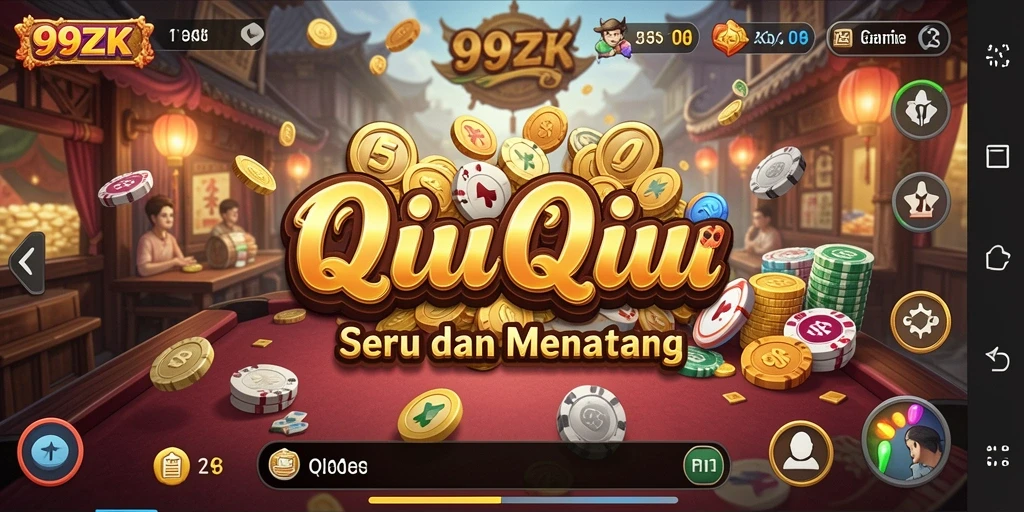 Tampilan gameplay QiuQiu di 99ZK yang mendebarkan.