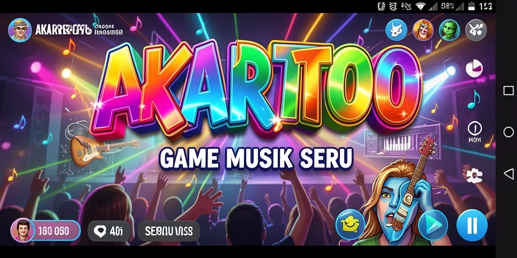 Tampilan gameplay AKARTOTO dengan interaksi musik yang seru.