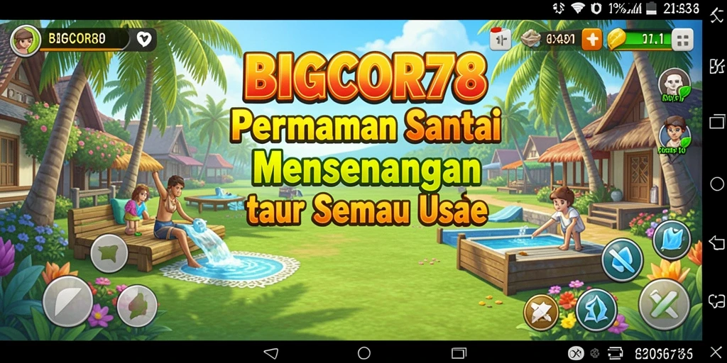 Tampilan utama gameplay BIGCOR78 yang penuh warna dan interaktif.