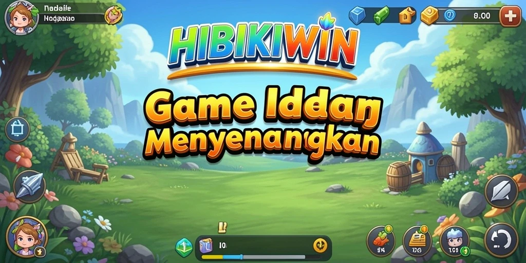 Screenshot utama HIBIKIWIN menampilkan karakter dalam aksi idle yang seru.