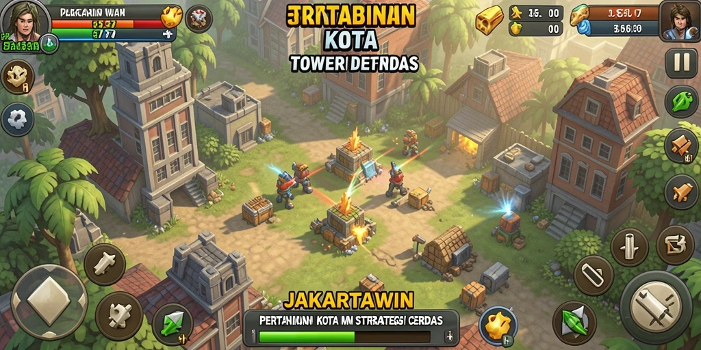 Tampilan gameplay JAKARTAWIN yang seru dalam Tower Defense.