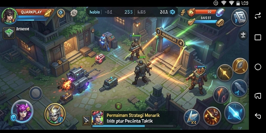 Tampilan gameplay menegangkan dalam QUARKPLAY dengan strategi yang dalam.