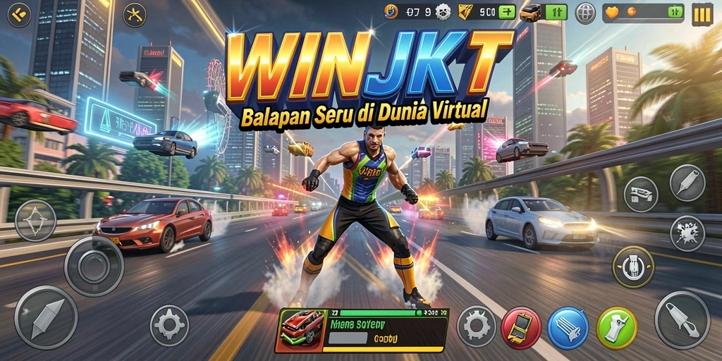 Tampilan gameplay menarik di WINJKT dengan balapan seru.