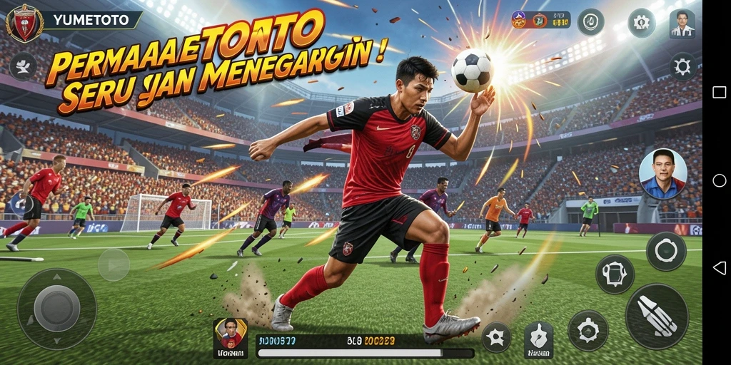 Pemain beraksi dalam pertandingan olahraga yang menegangkan.